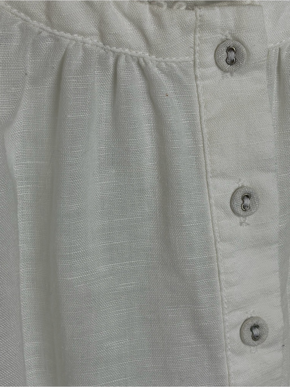 Merona White Linen Blend Peasant Blouse Small Boho Cottagecore Top Puff Sleeves - Picture 4 of 9